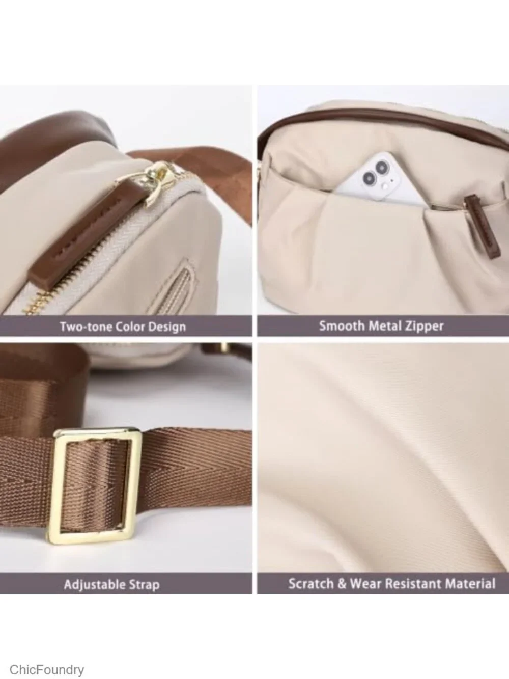 Women's Small Multi-Pocket Nylon Crossbody Bag